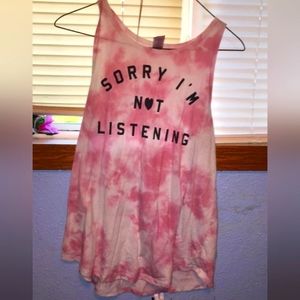 Pink and white tank top